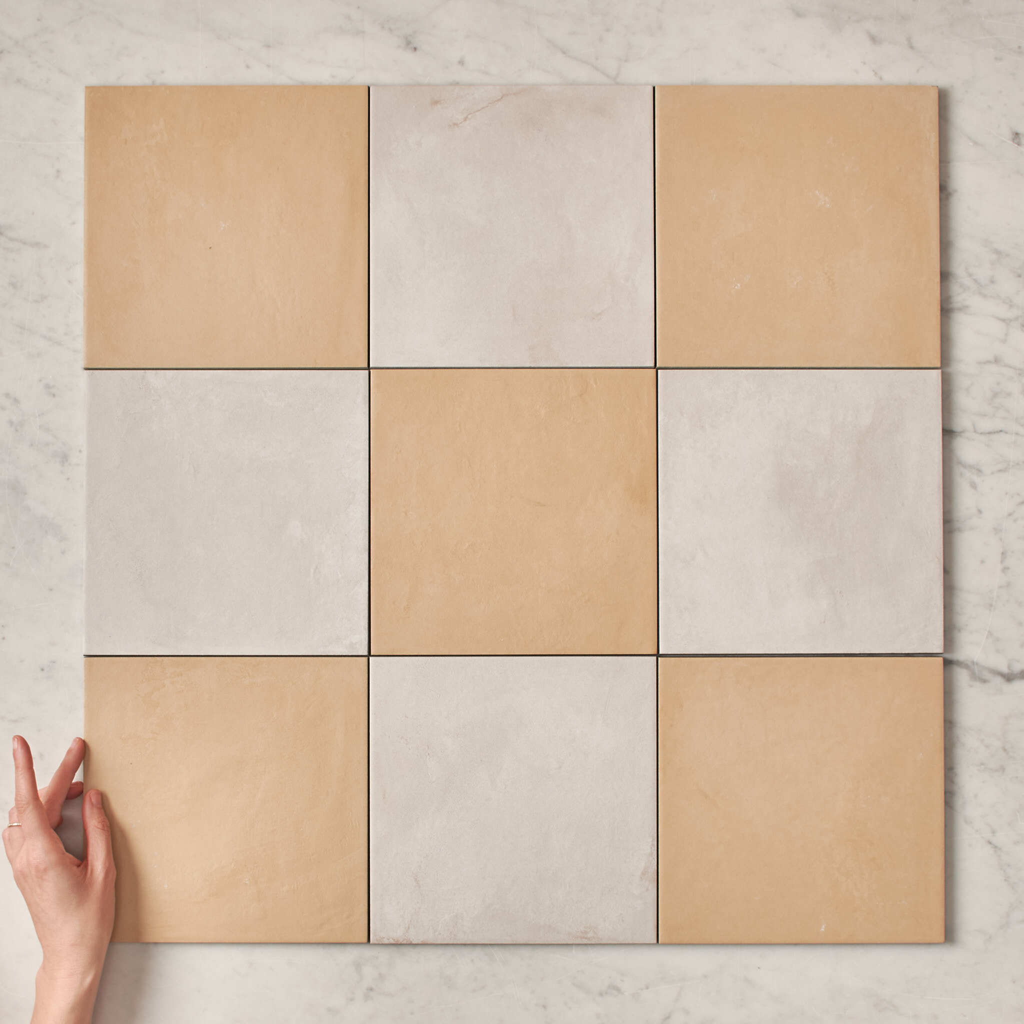 Fina Ceramics TILE Bronte Checkerboard Butter & White Tile