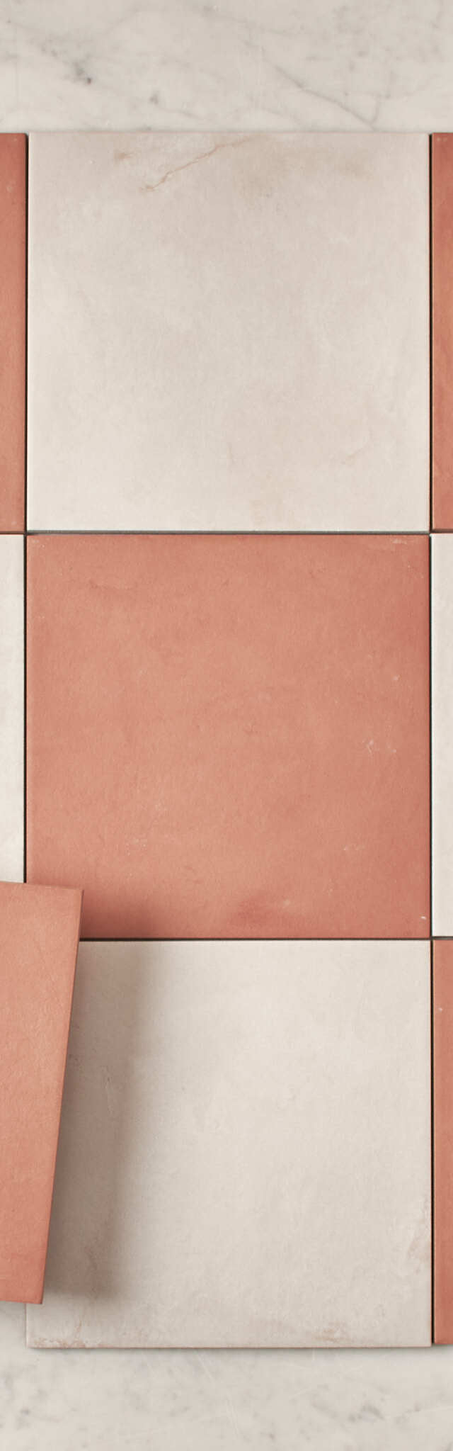 Fina Ceramics TILE Bronte Checkerboard Terracotta & White Tile