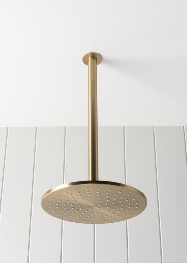 TileCloud TAPWARE Ceiling Shower Arm and Head Brushed Brass