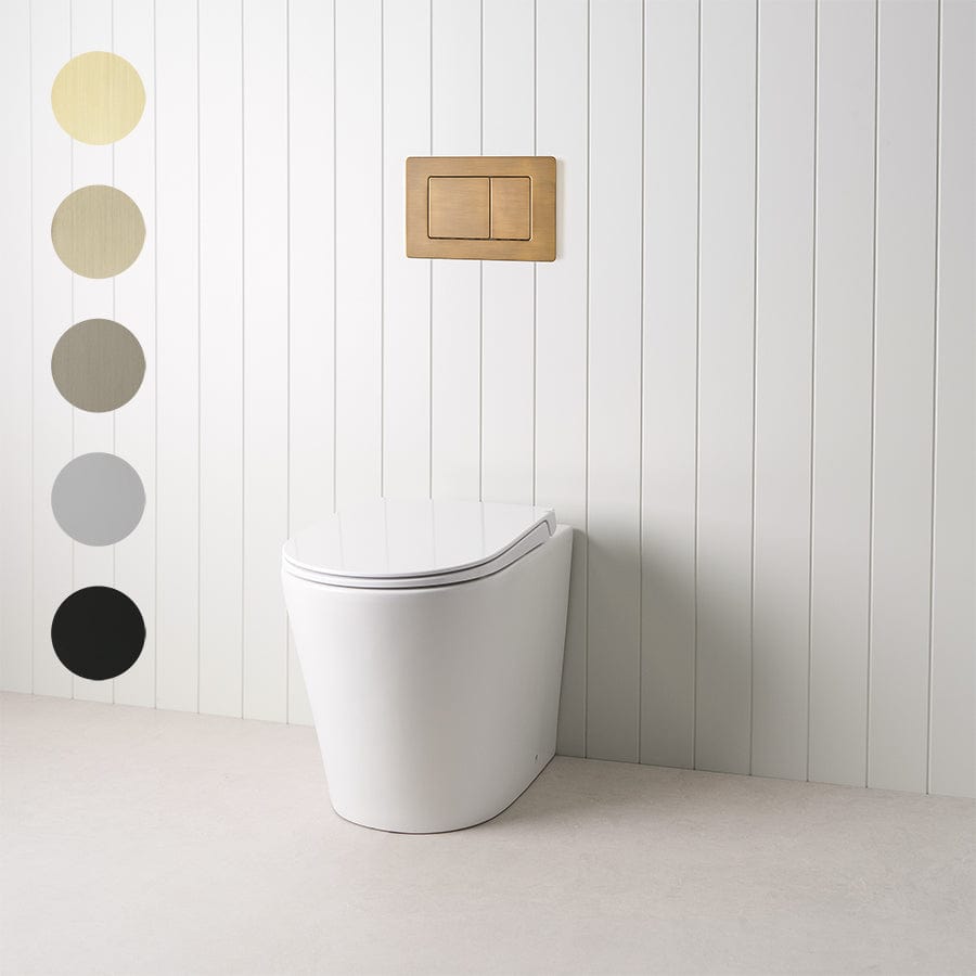 TileCloud TOILETS Angled In-Wall Toilet With Rectangle Antique Brass Buttons