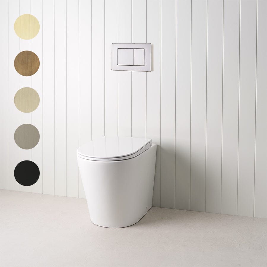 TileCloud TOILETS Angled In-Wall Toilet With Rectangle Chrome Buttons
