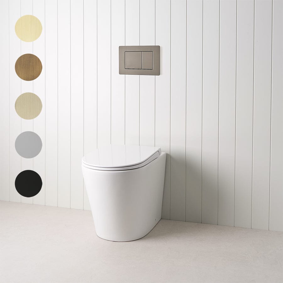 TileCloud TOILETS Angled In-Wall Toilet With Rectangle Gunmetal Buttons