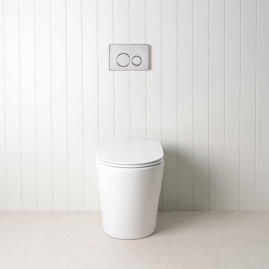 TileCloud TOILETS Angled In-Wall Toilet With Round Chrome Buttons