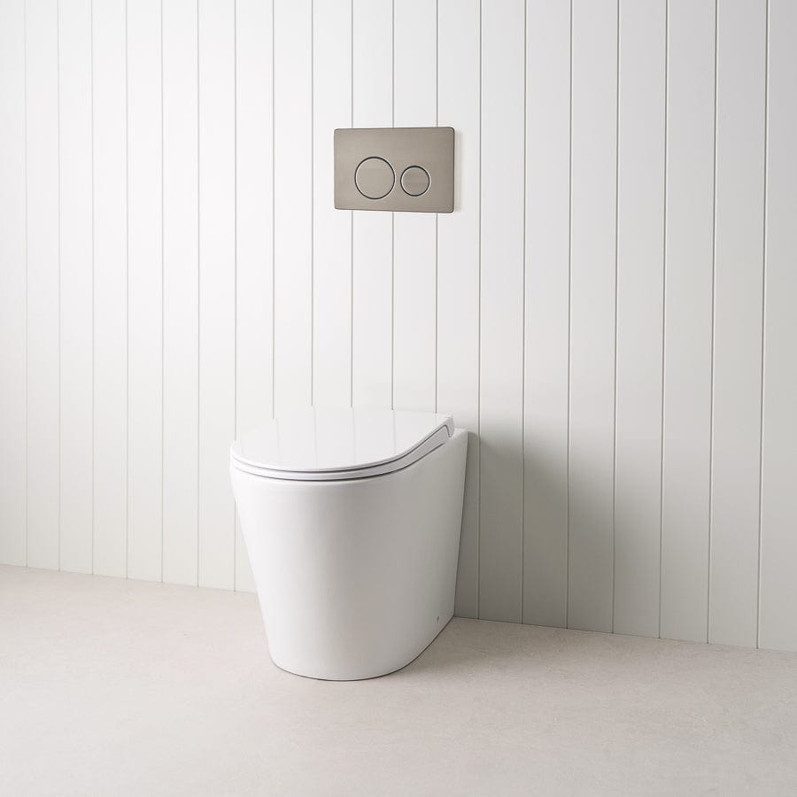TileCloud TOILETS Angled In-Wall Toilet With Round Gunmetal Buttons