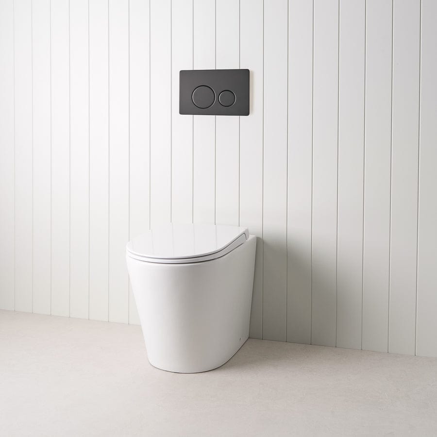 TileCloud TOILETS Angled In-Wall Toilet With Round Matte Black Buttons