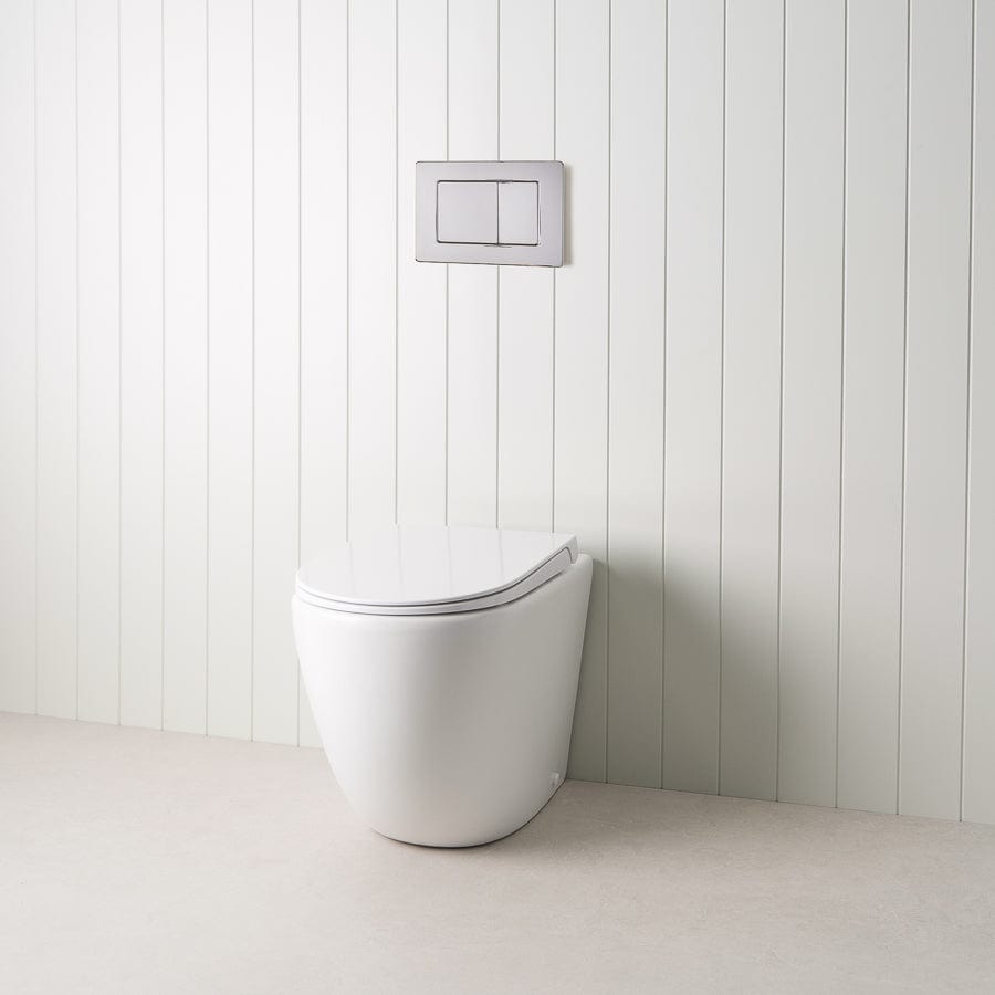 TileCloud TOILETS Curved In-Wall Toilet With Rectangle Chrome Buttons
