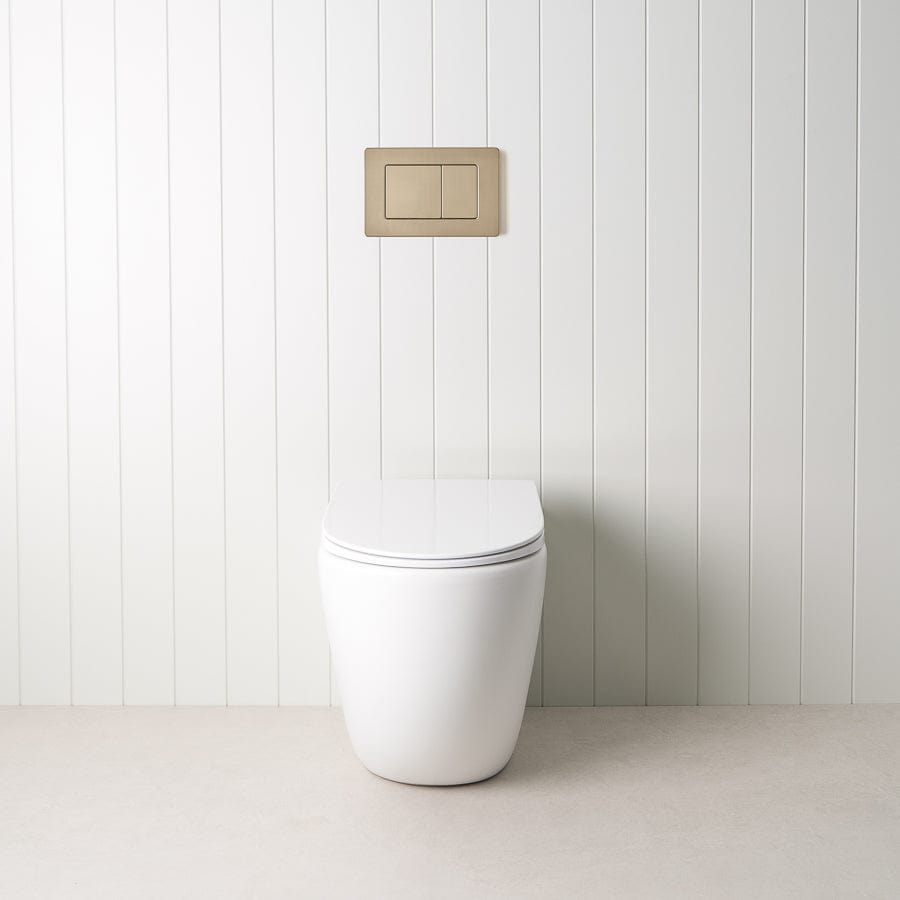 TileCloud TOILETS Curved In-Wall Toilet With Rectangle Warm Brushed Nickel Buttons