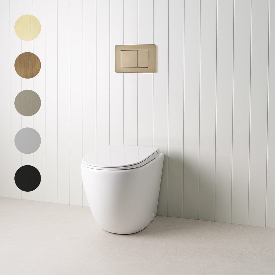 TileCloud TOILETS Curved In-Wall Toilet With Rectangle Warm Brushed Nickel Buttons