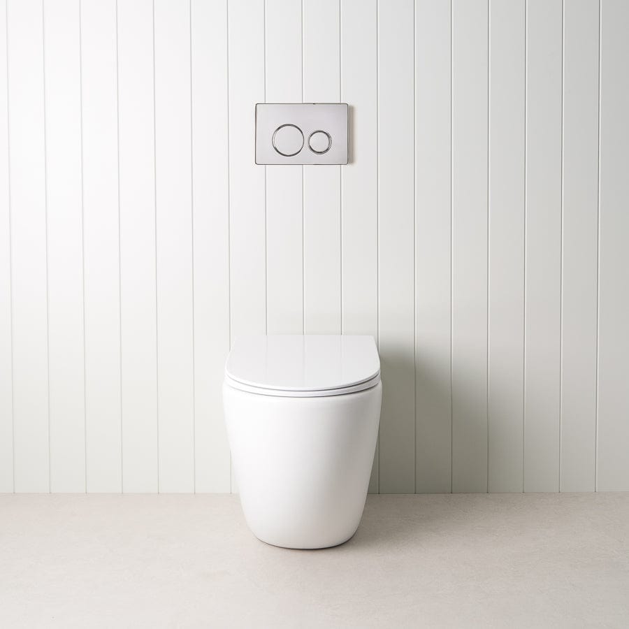 TileCloud TOILETS Curved In-Wall Toilet With Round Chrome Buttons