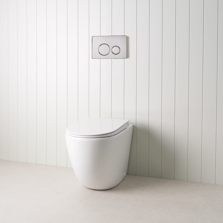 TileCloud TOILETS Curved In-Wall Toilet With Round Chrome Buttons