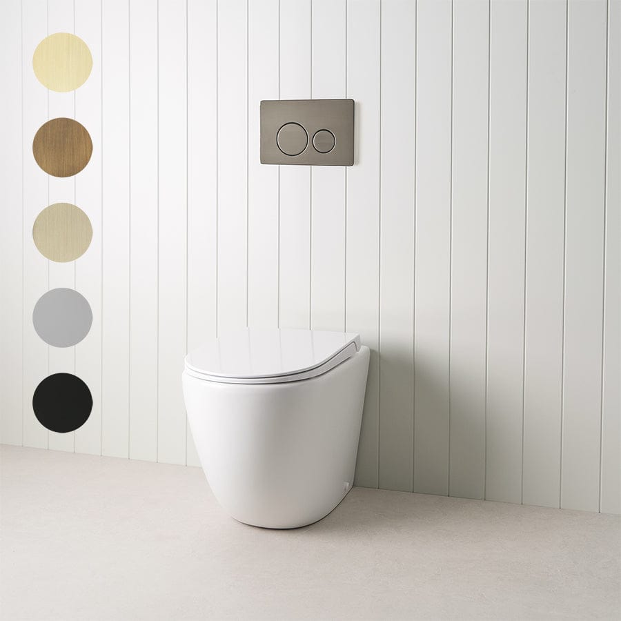 TileCloud TOILETS Curved In-Wall Toilet With Round Gunmetal Buttons