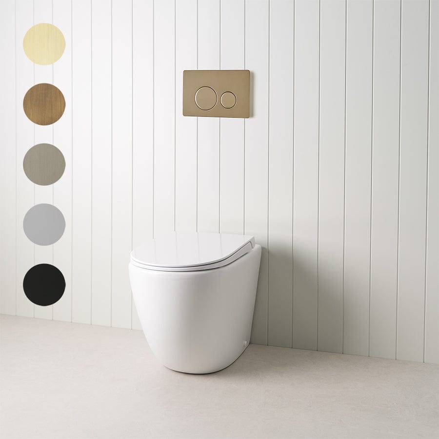 TileCloud TOILETS Curved In-Wall Toilet With Round Warm Brushed Nickel Buttons