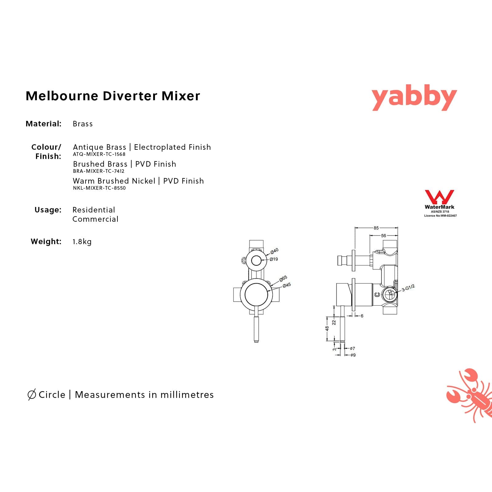 TileCloud TAPWARE Melbourne Diverter Mixer Brushed Brass