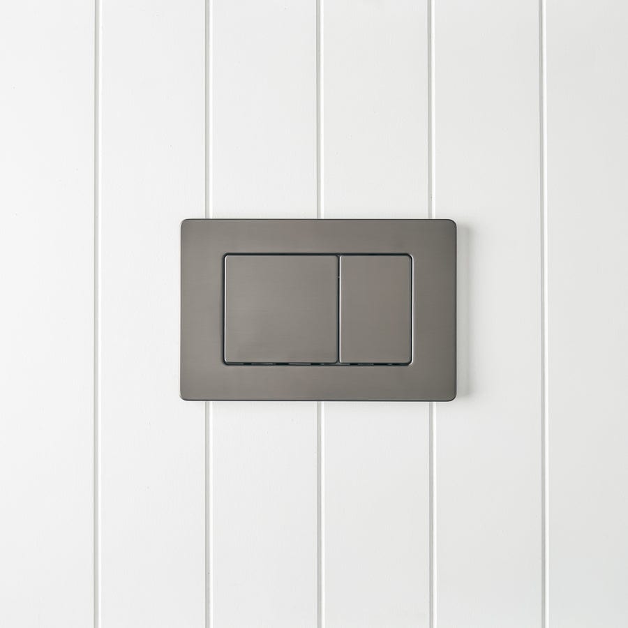 TileCloud TOILETS Angled In-Wall Toilet With Rectangle Gunmetal Buttons