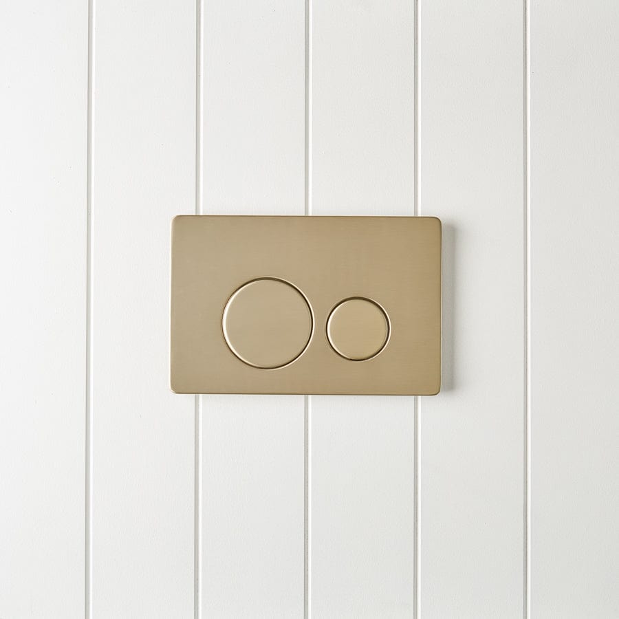 TileCloud TOILETS Angled In-Wall Toilet With Round Warm Brushed Nickel Buttons