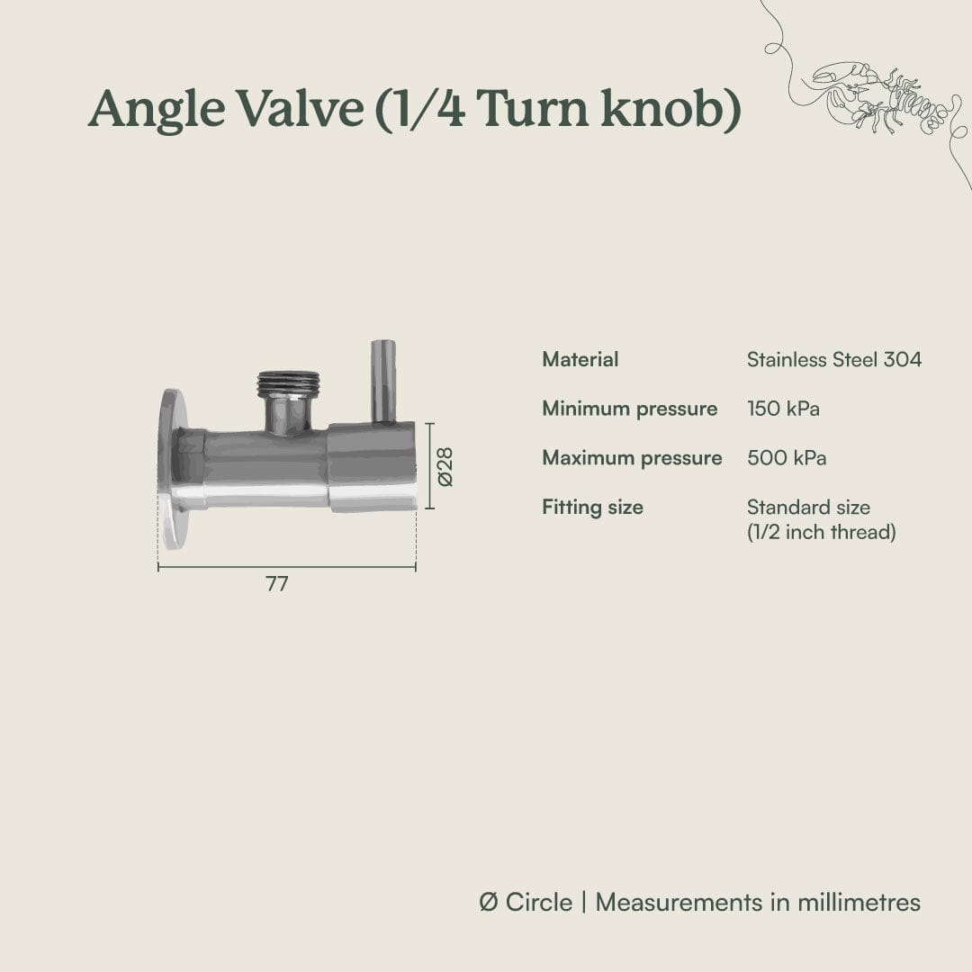 TileCloud TAPWARE Angle Valve (1/4 Turn knob) Warm Brushed Nickel
