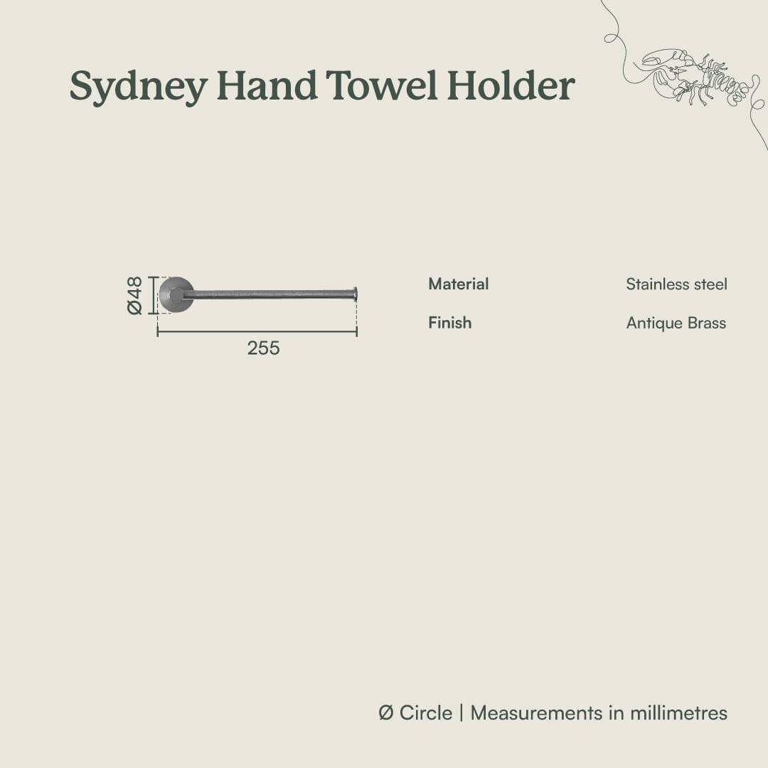 Yabby TAPWARE Sydney Hand Towel Holder Antique Brass