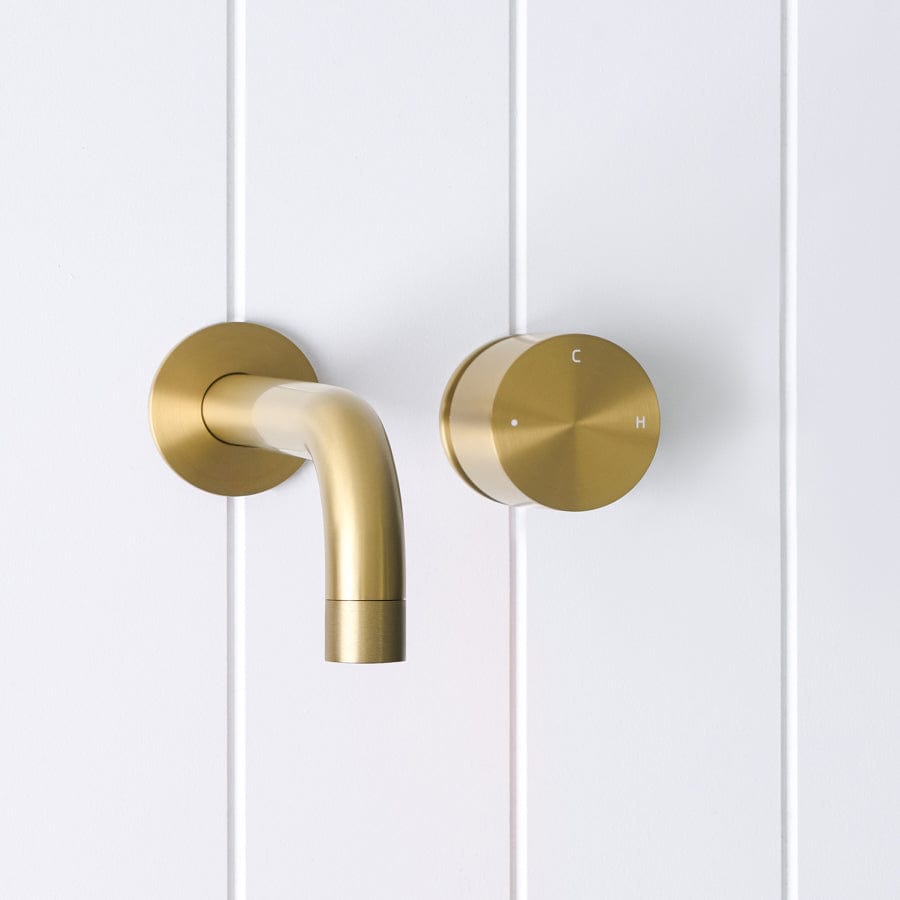 Yabby TAPWARE Sydney Wall Spout + Progressive Mixer Brushed Brass
