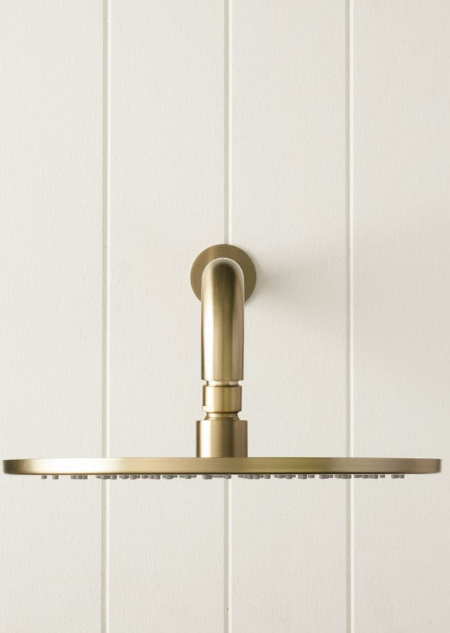 TileCloud TAPWARE Wall Shower Arm and Head Warm Brushed Nickel 255mm