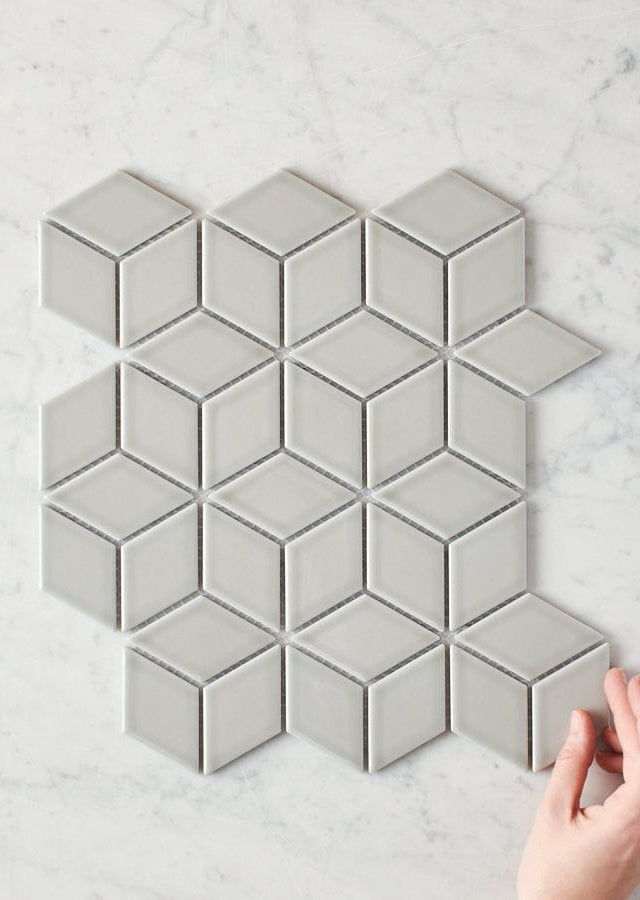 Pacific Greenwood TILE Oakley Cube Grey Gloss Mosaic Tile
