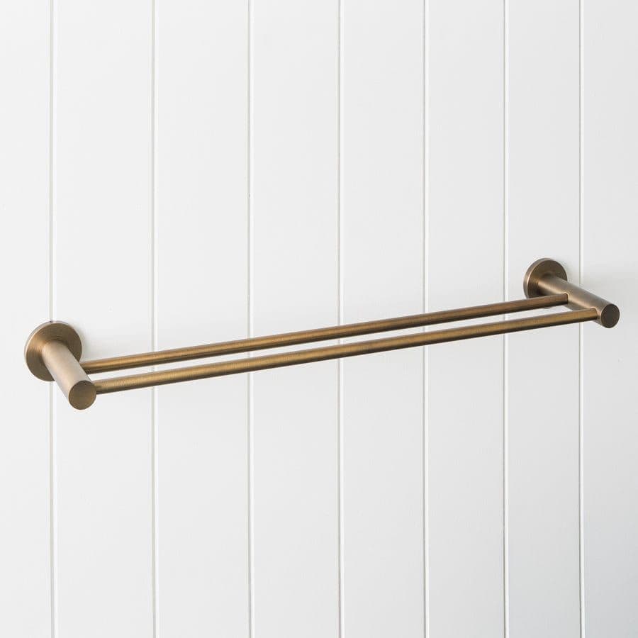 Sydney Double Towel Rail 600mm Antique Brass