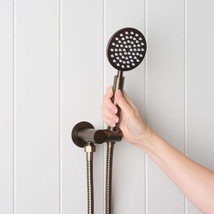 Round Shower hose + Sprayer Antique Brass