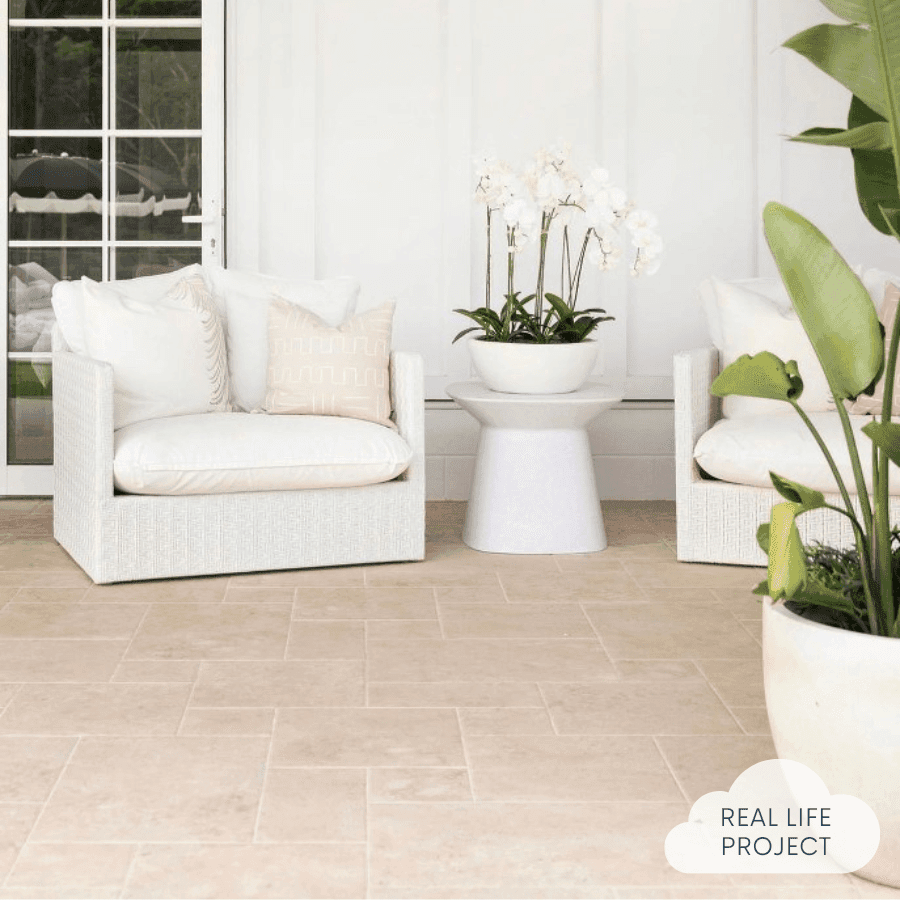 Annangrove French Pattern Ivory External Travertine Look Tile