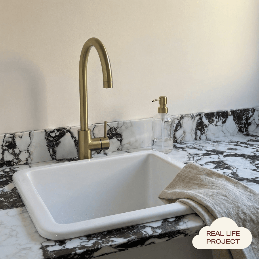 Sydney Round Kitchen Mixer Brushed Brass