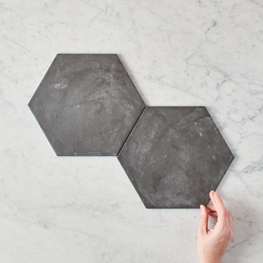 Brighton Beach Black Encaustic Look Hexagon Tile