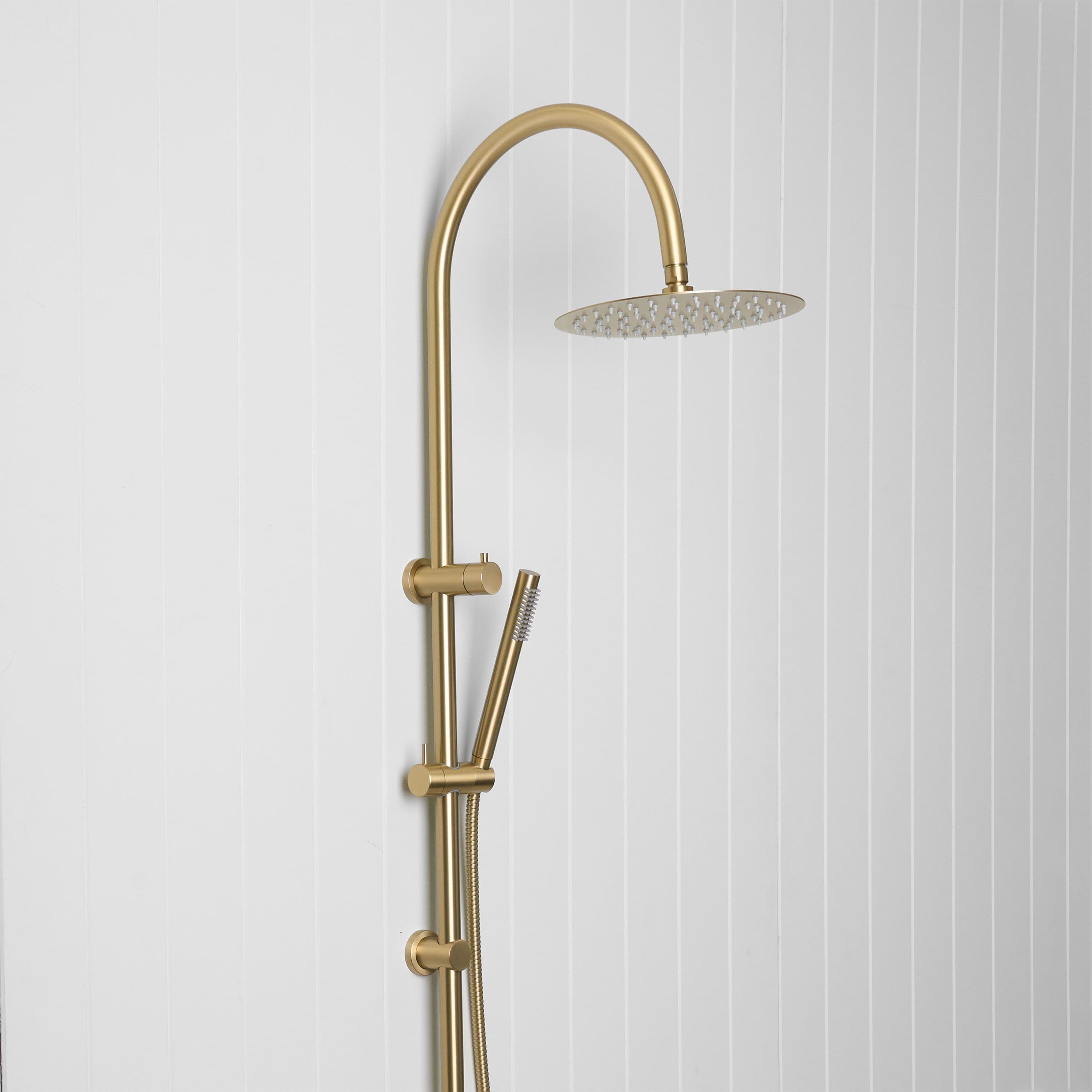 Gooseneck Combination Shower with Straight Shower Sprayer Brushed Brass