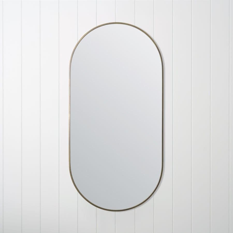 Oval Mirror Antique Brass