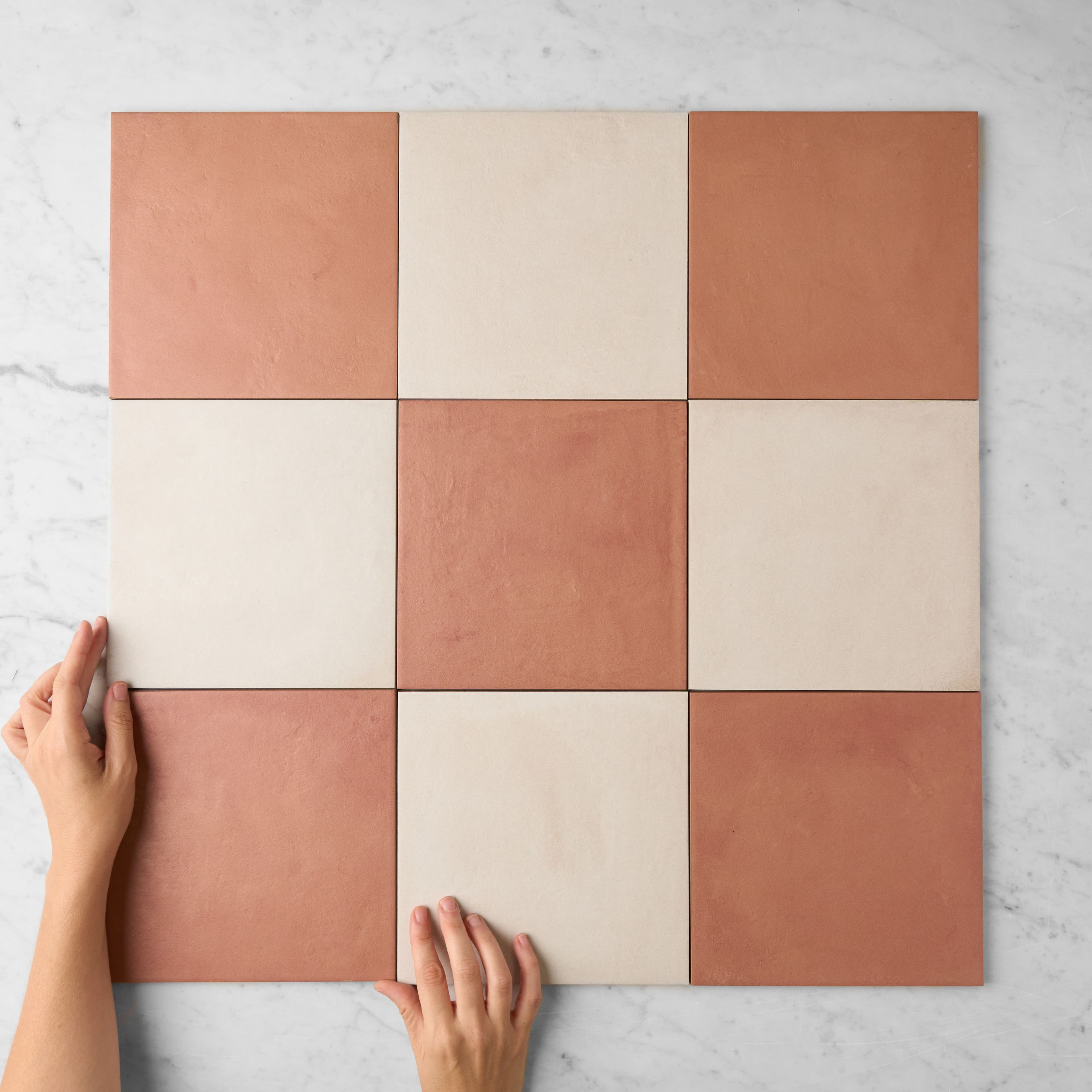 Bronte Checkerboard Terracotta & White Tile