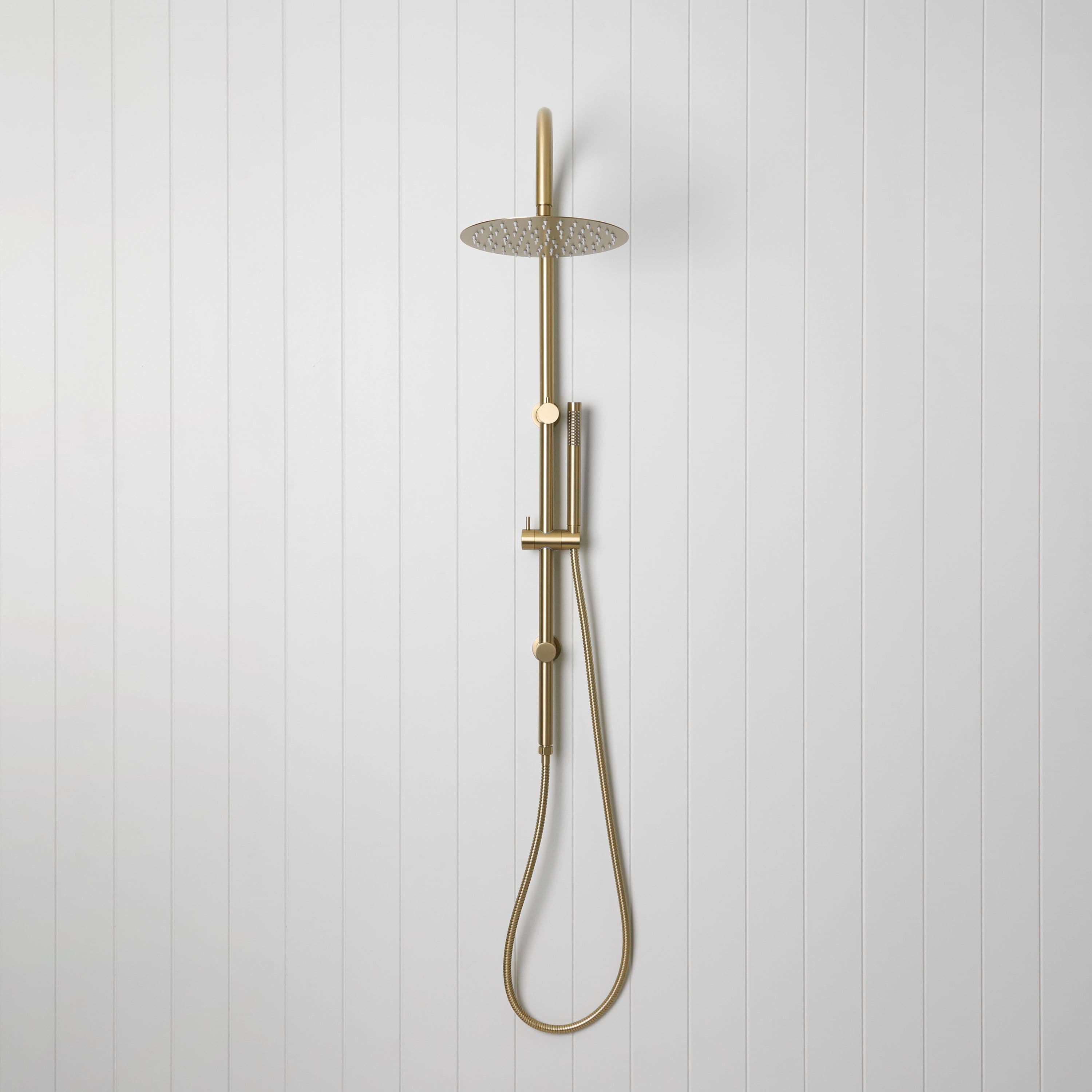 Gooseneck Combination Shower with Straight Shower Sprayer Brushed Brass