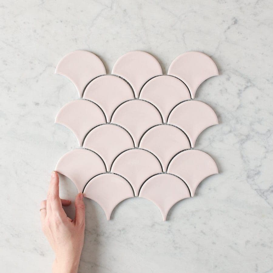 Coral Bay Gloss Pink Fish Scale Tile