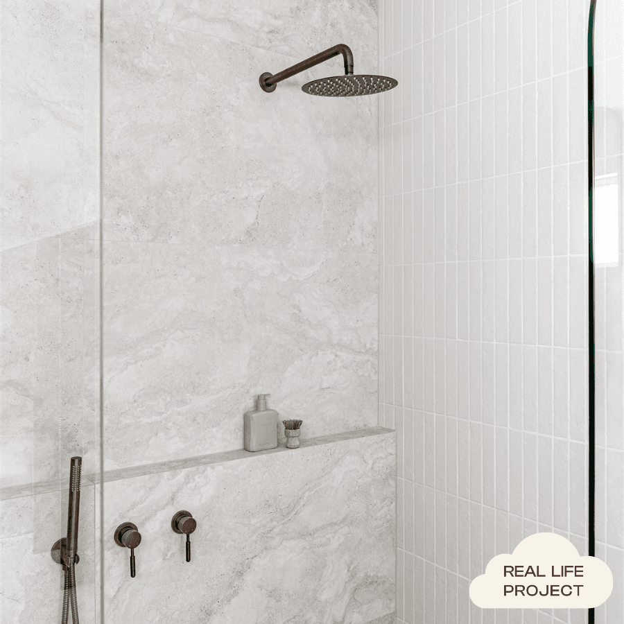 Wall Shower Arm and Head Antique Brass 250mm