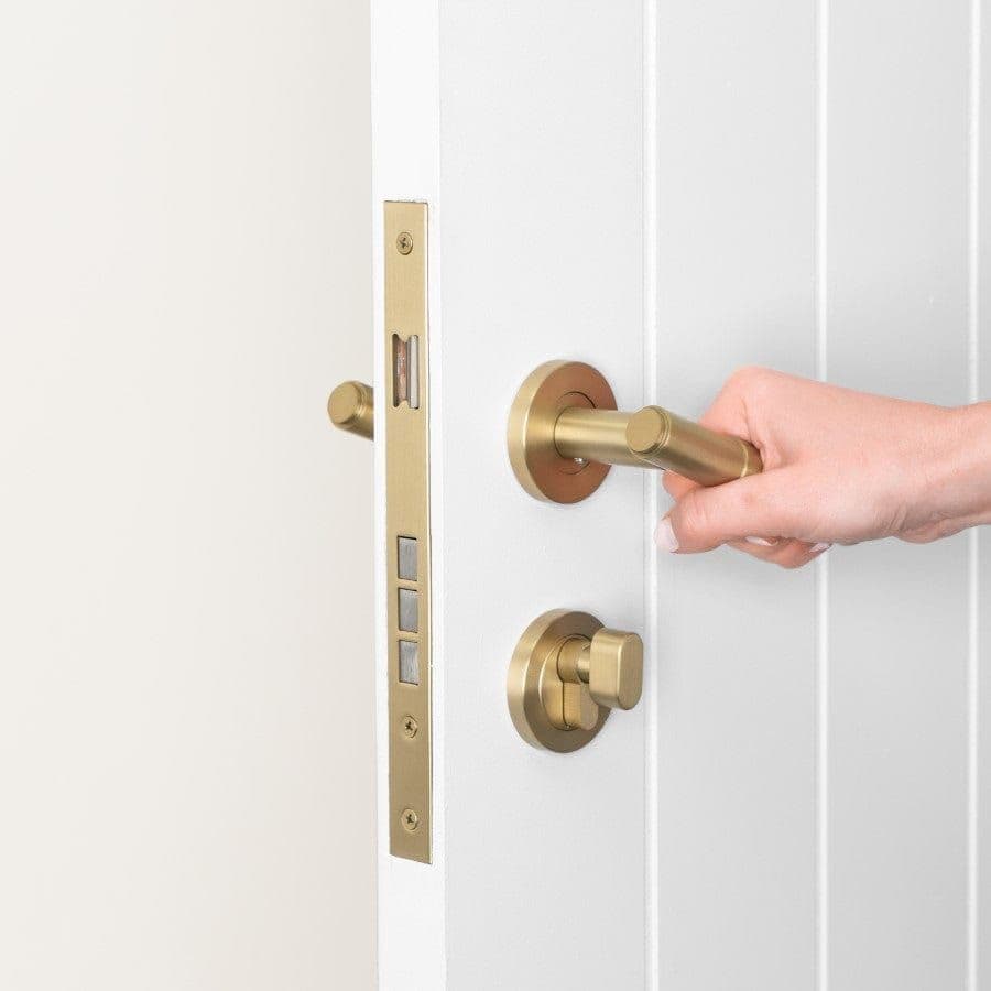 Front Door Lock Set Brushed Brass