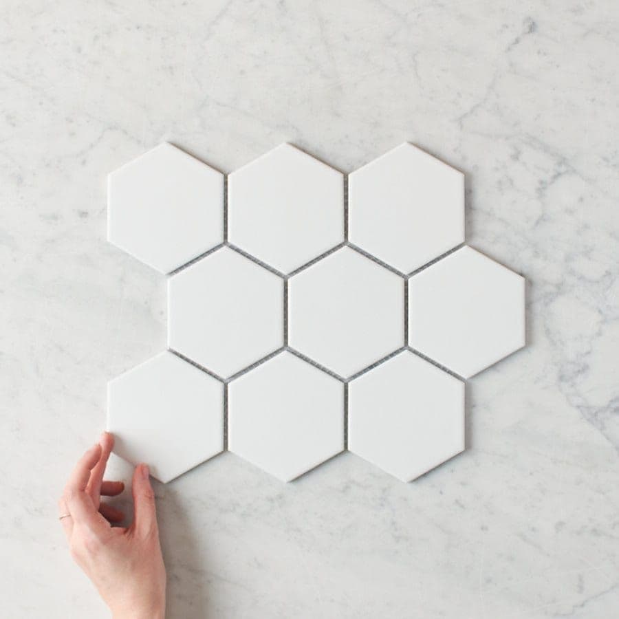 Meadow Springs Matte White Hexagon Mosaic Tile