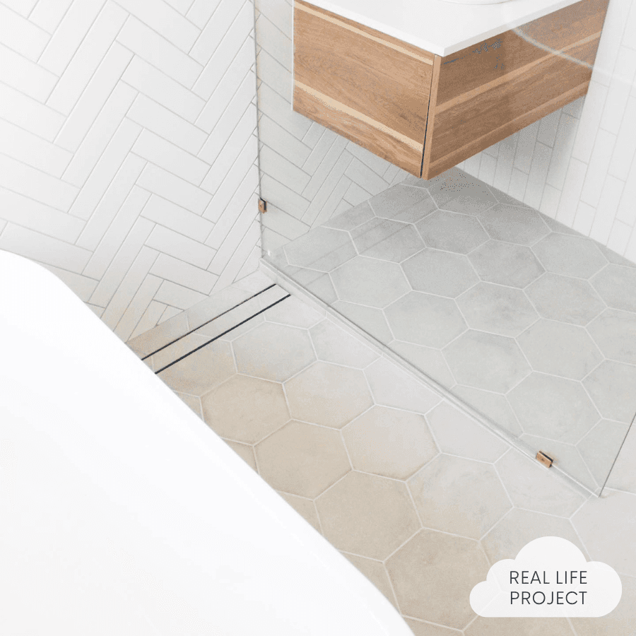 Ocean Beach White Encaustic Look Hexagon Tile