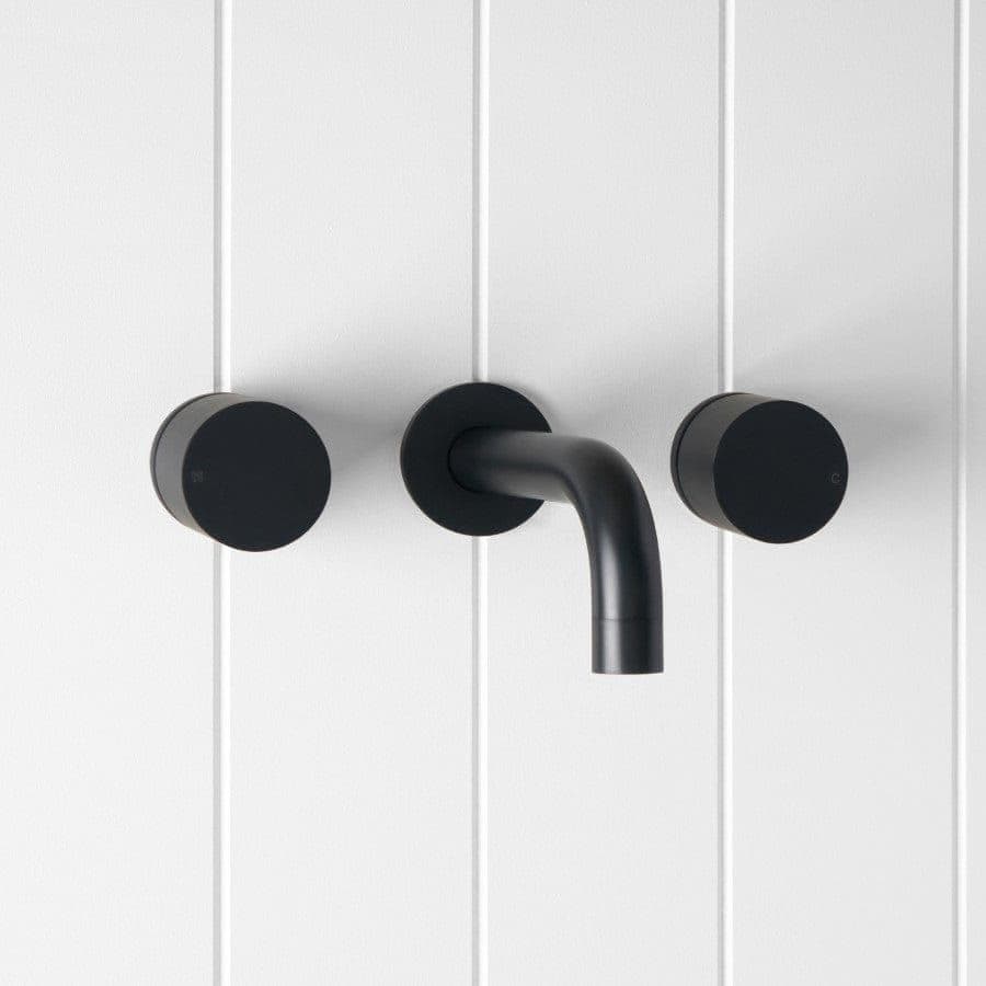 Wall Spout + Round Wall Taps Matte Black
