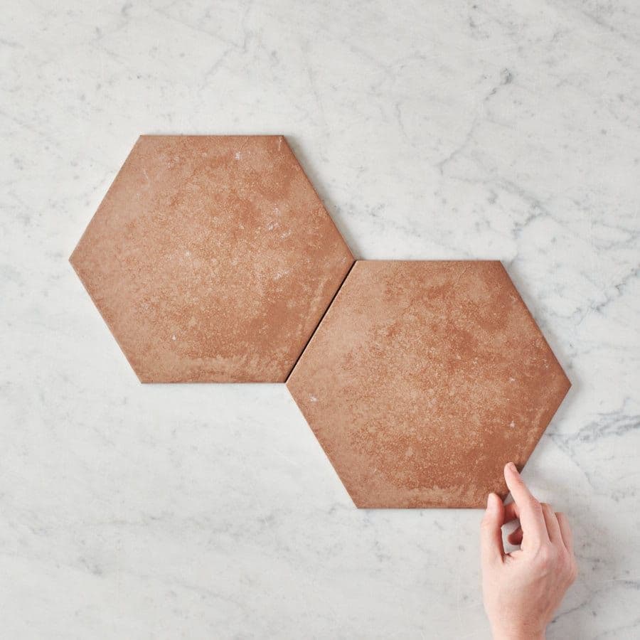 Boat Harbour Beach Terracotta Encaustic Look Hexagon Tile