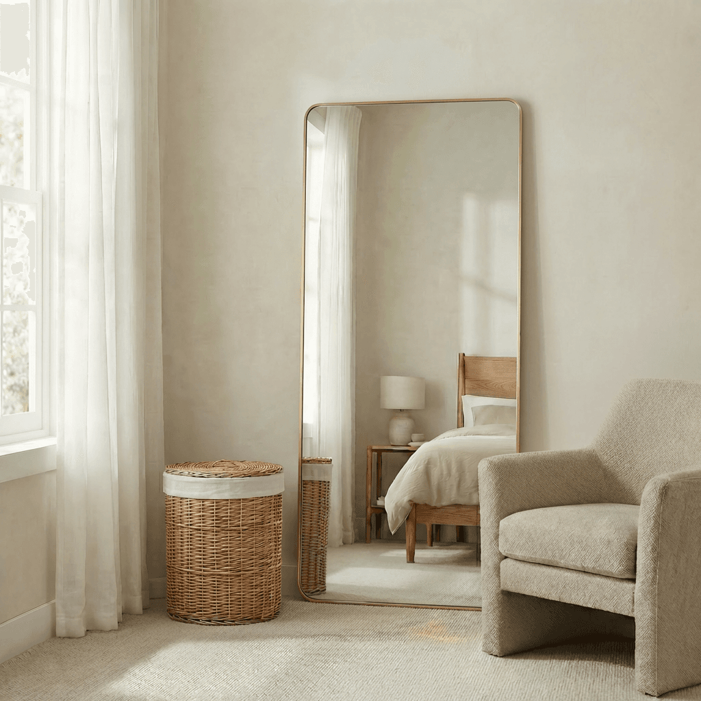 Rectangular Full Length Mirror Brushed Brass