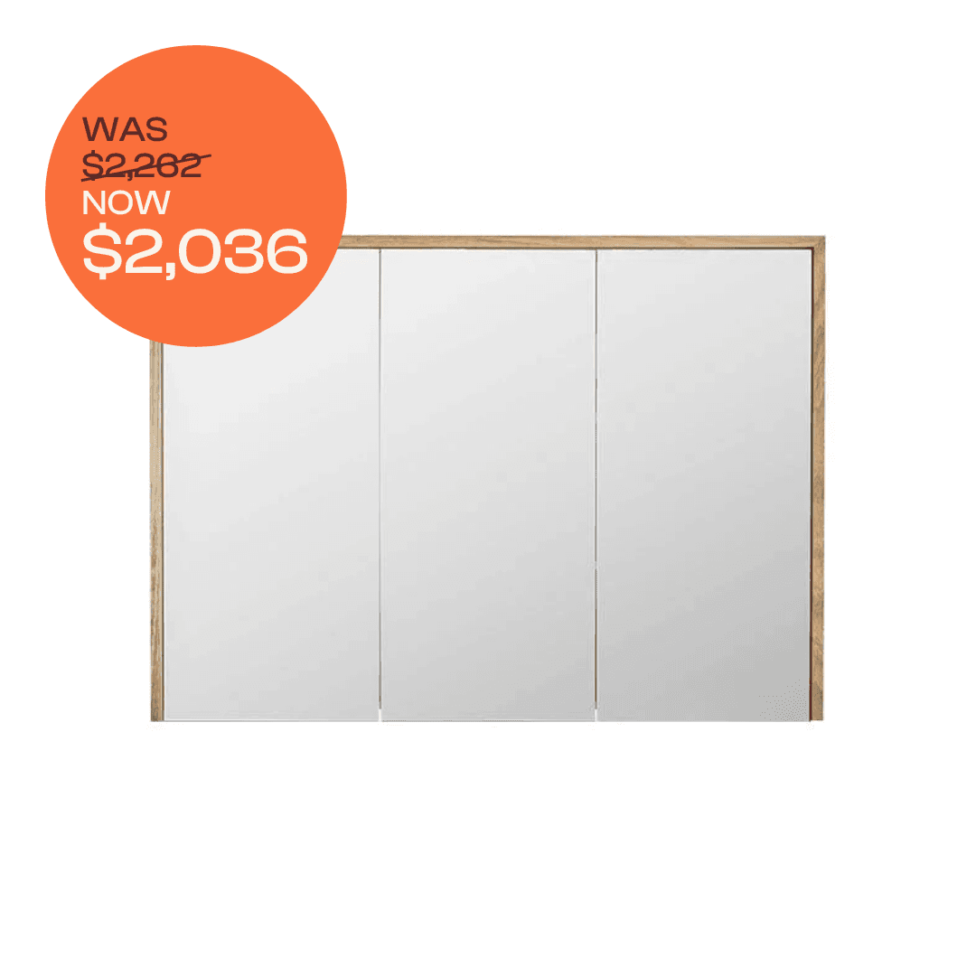 Bayview Mirror Cabinet 1200 American Oak Light