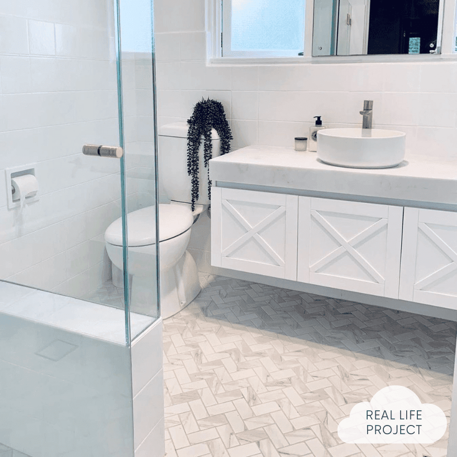 Tully Heads Carrara Matte Herringbone Tile