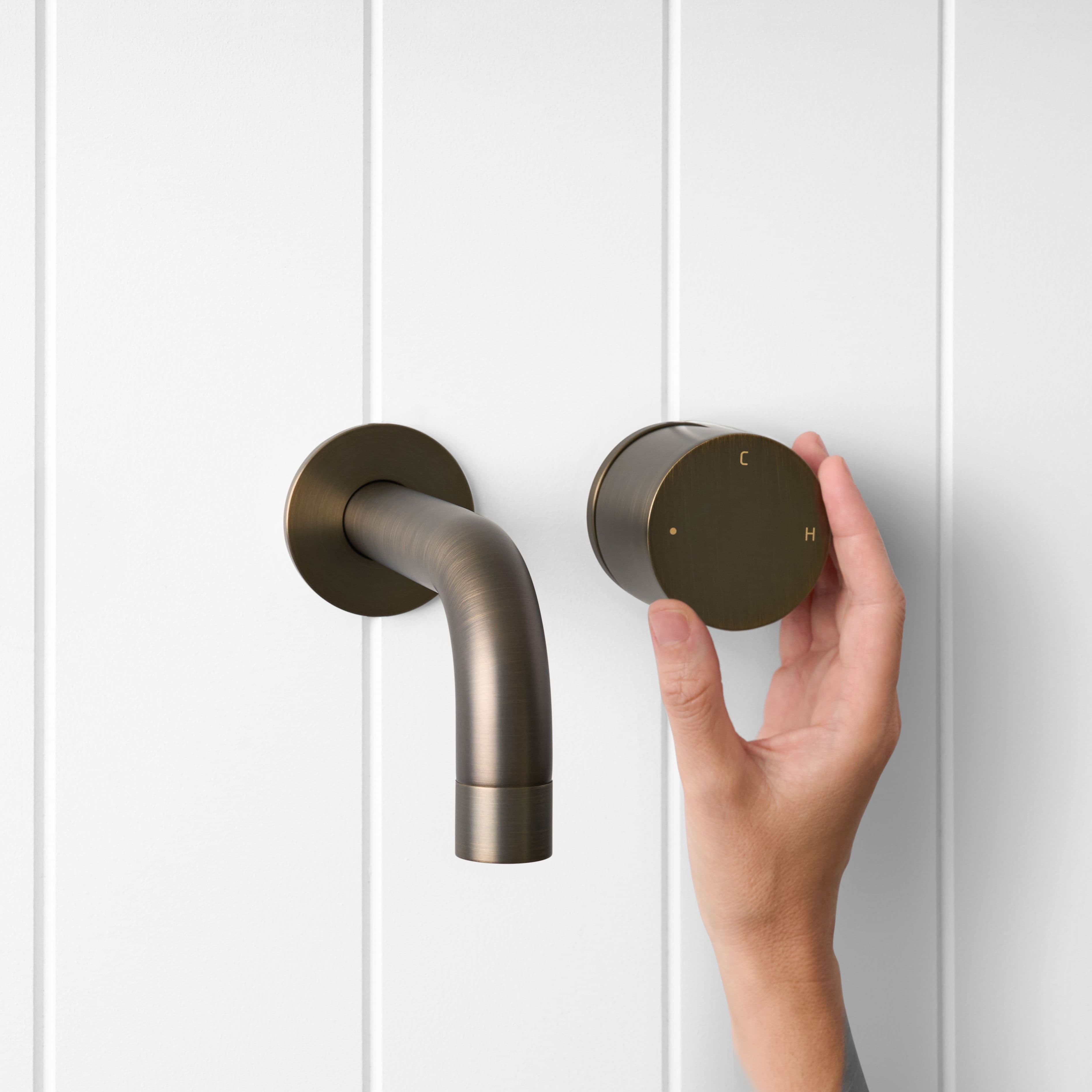 Sydney Wall Spout + Progressive Mixer Antique Brass