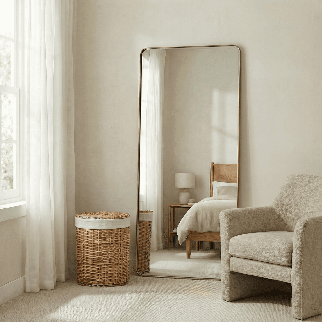 Rectangular Full Length Mirror Antique Brass