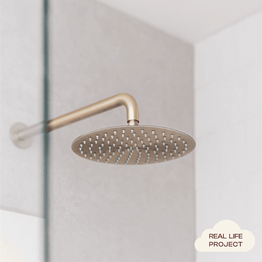 Wall Shower Arm and Head Warm Brushed Nickel 250mm