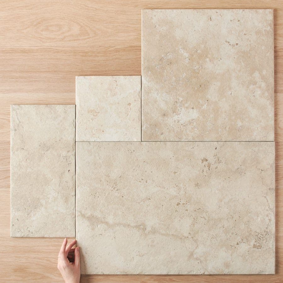 Annangrove French Pattern Ivory External Travertine Look Tile