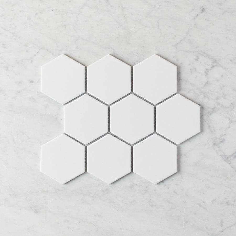 Meadow Springs Matte White Hexagon Mosaic Tile