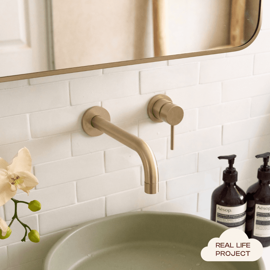 Sydney Wall Spout + Wall Mixer Warm Brushed Nickel