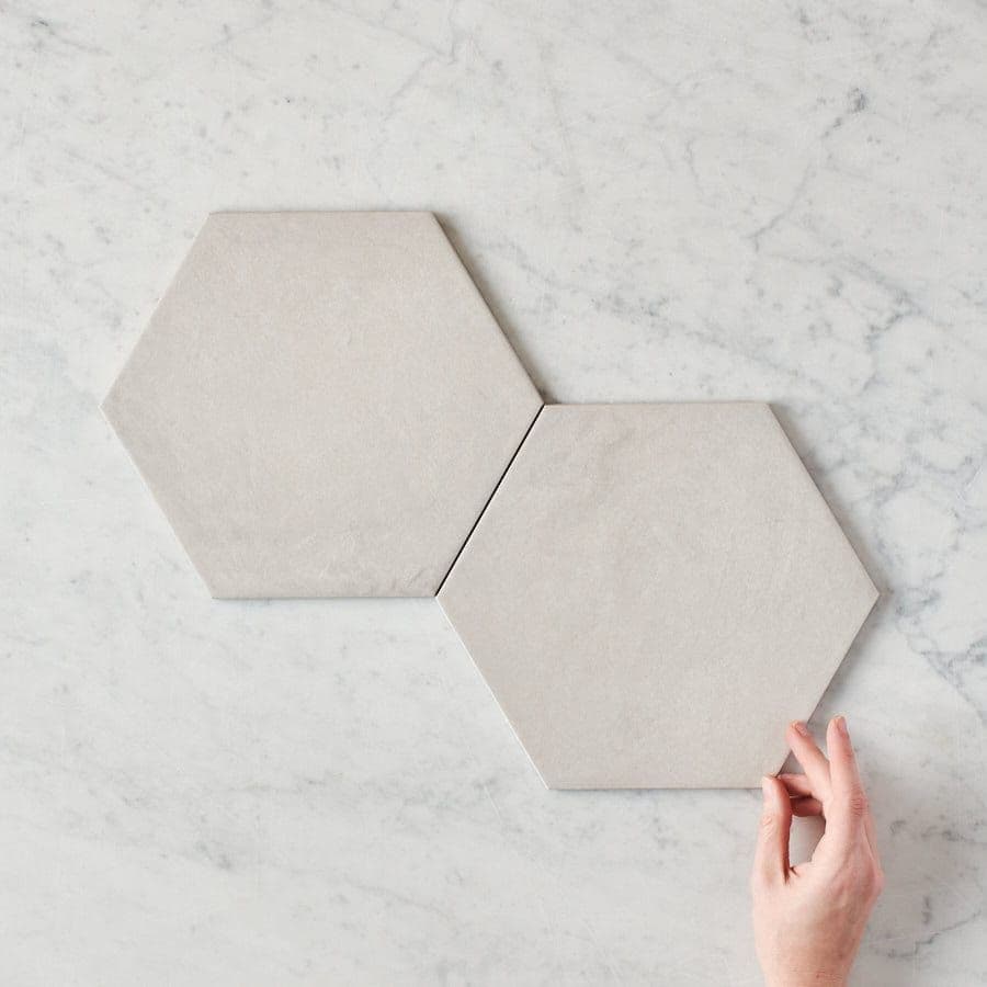 Ocean Beach White Encaustic Look Hexagon Tile